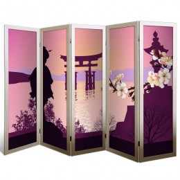 Ширма перегородка двухсторонняя "Цветущая Япония", 5 створок