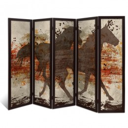 Ширма перегородка двухсторонняя "Шоколадные кони", 5 створок