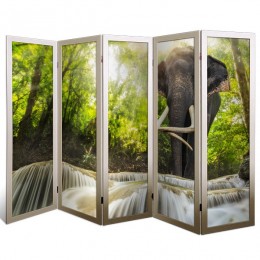 Ширма перегородка двухсторонняя "Слон на водопаде", 5 створок