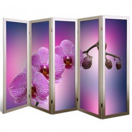 Ширма перегородка двухсторонняя "Трио орхидей", 5 створок