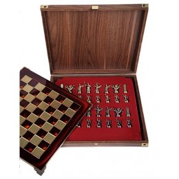 Подарочные шахматы в деревянном коробе "Греко-Романский Период I" (красная доска), 44х44см