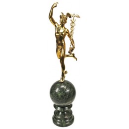 Статуэтка "Меркурий бог торговли" (Гермес) бронза, змеевик h.41,5см