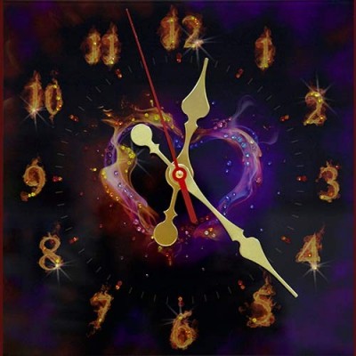 Декоративные часы с кристаллами Swarovski "Пламенное сердце"