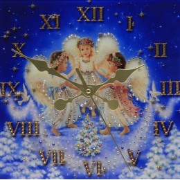 Декоративные часы с кристаллами Swarovski "Рождественские ангелы"