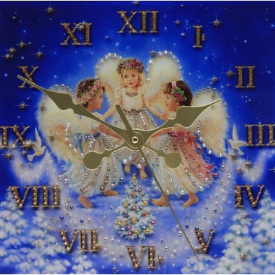 Декоративные часы с кристаллами Swarovski "Рождественские ангелы"