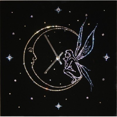 Настенные часы с кристаллами Swarovski "Ангел на луне"