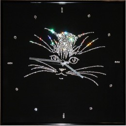 Настенные часы с кристаллами Swarovski "Кошка" 2