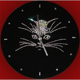 Настенные часы Сваровски "Кошка", 30 х 30 см